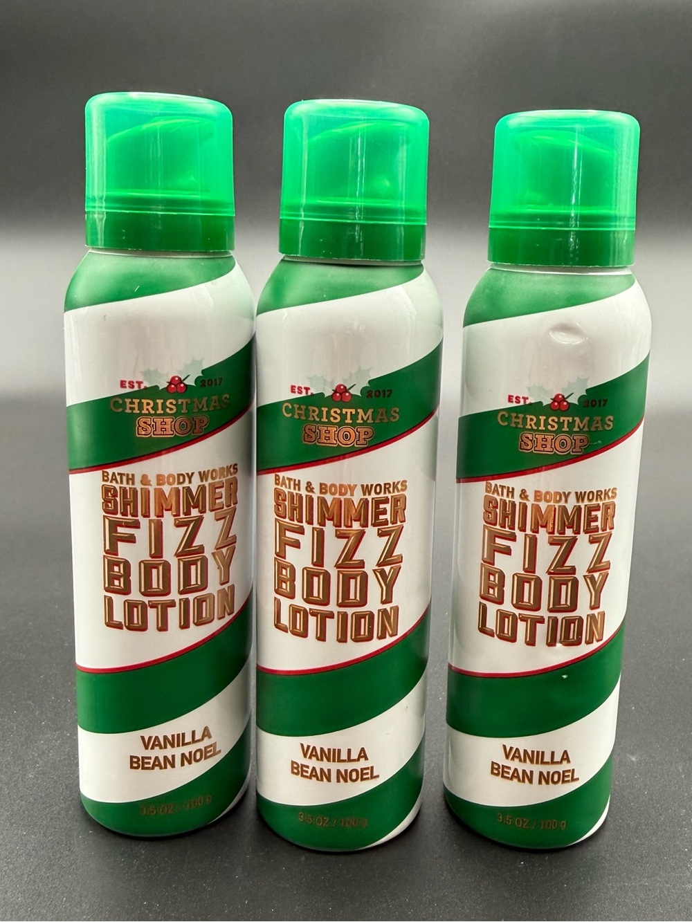 Bath & Body Works Vanilla Bean Noel Shimmer Fizz Lotion x3 NEW